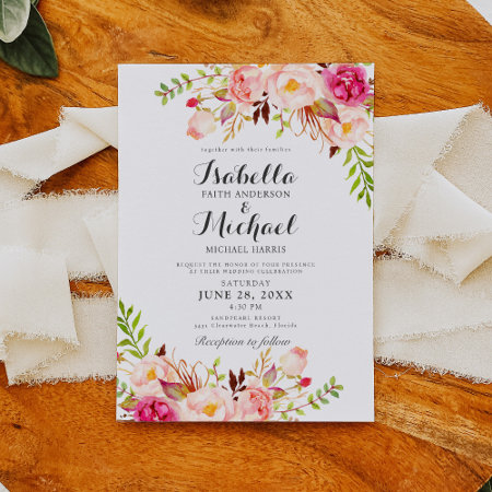 Rustic Floral Wedding Invitation