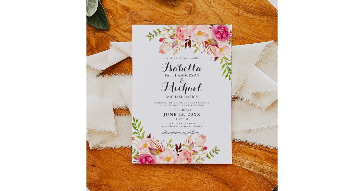 Rustic Floral Wedding Invitation | Zazzle