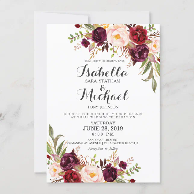 Rustic Floral Wedding Invitation-01 Invitation | Zazzle