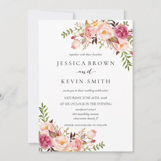 Rustic Floral Wedding Invitation-02updated Invitation (Front)