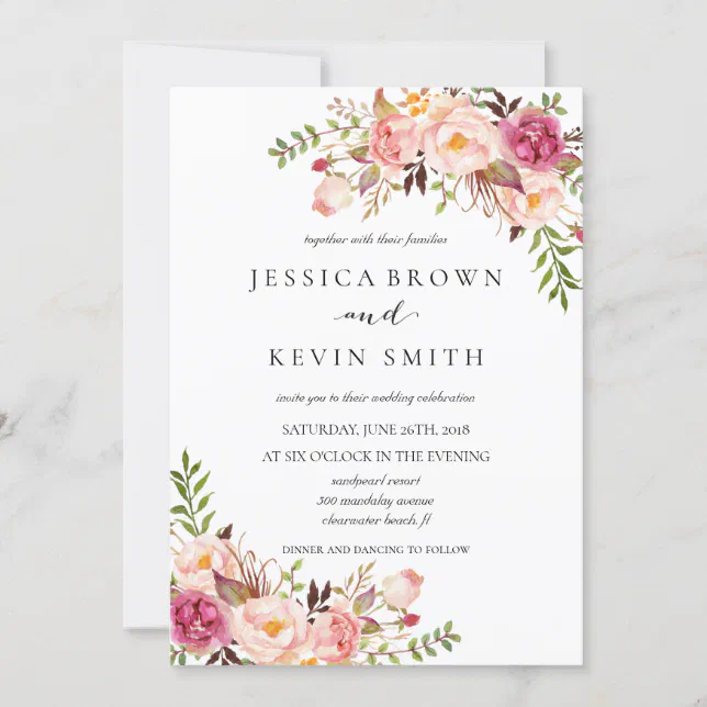 Rustic Floral Wedding Invitation-02updated Invitation | Zazzle