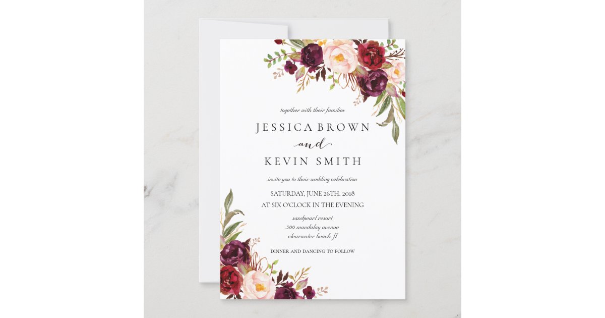 Rustic Floral Wedding Invitation-03 Invitation | Zazzle