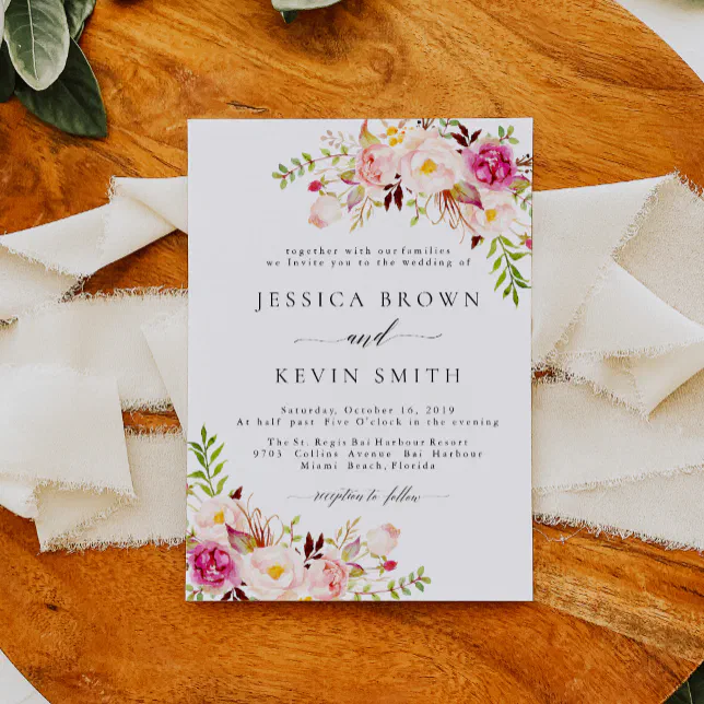 Rustic Floral Wedding Invitation-05 Invitation 