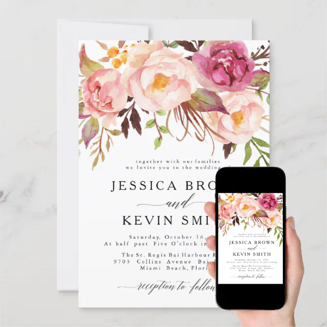 Rustic Floral Wedding Invitation-06 Invitation | Zazzle