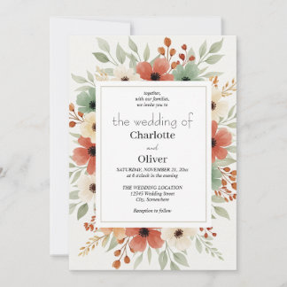 Rustic Floral Wedding Invitation Background