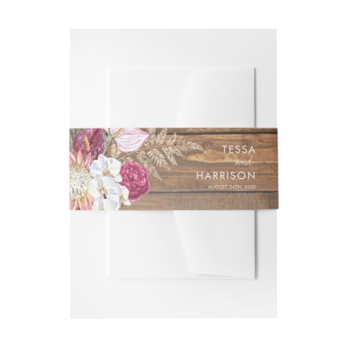 Rustic Floral Wedding Invitation Belly Band