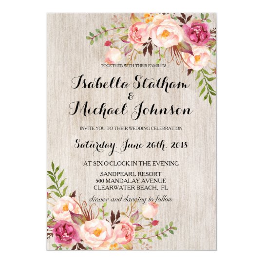Rustic Fl Wedding Invitation Watercolor Bg 2 Zazzle Rustic Fl Wedding Invitation Watercolor Bg 2