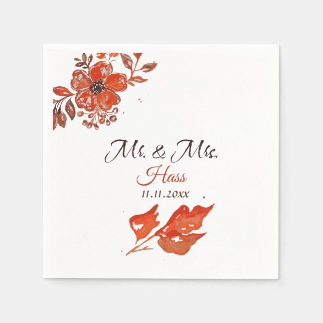 Rustic Floral Wedding Napkins (Front)