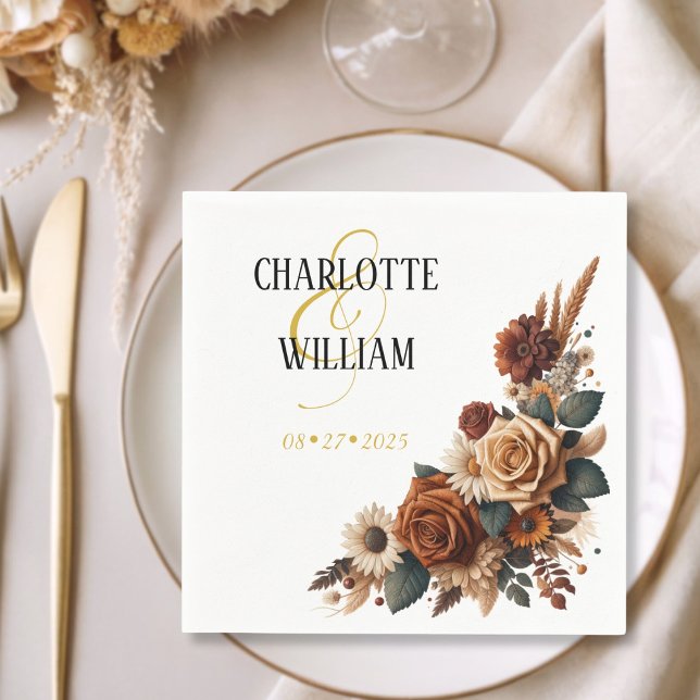 Rustic Floral Wedding Napkins (Rustic Floral Wedding Napkins)