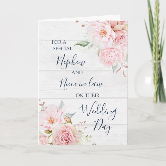 Rustic Floral Wedding Nephew Niece in Law Card (Front)