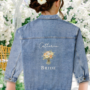 Rustic Floral Wedding Personalized Bride Denim Jacket