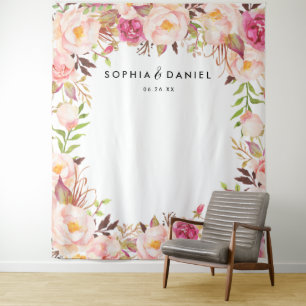 Rustic Floral Wedding Photo Prop Backdrop