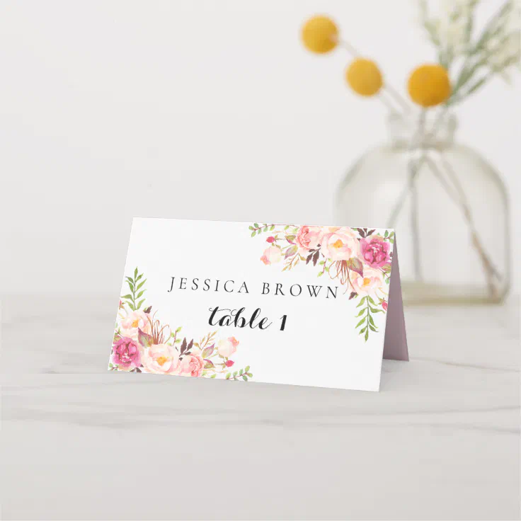 Rustic Floral Wedding Place Card, Table Number 01 Place Card Zazzle
