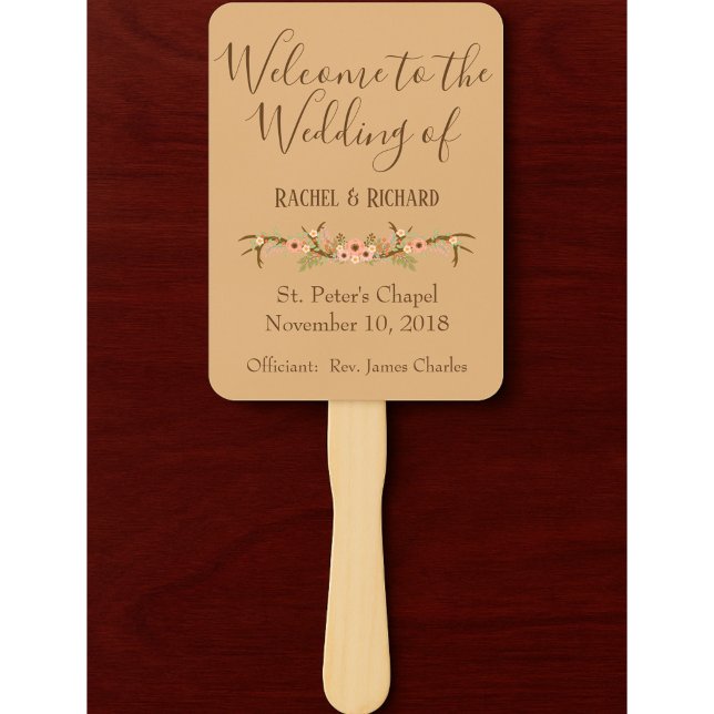Rustic Floral Wedding Program Hand Fan (Creator Uploaded)