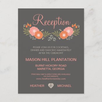 Rustic Floral Wedding Reception Cards by decor_de_vous at Zazzle