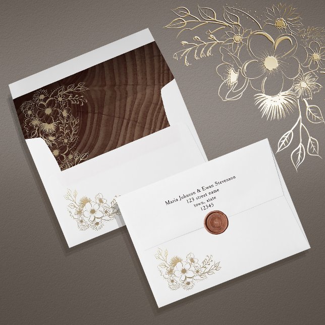 Rustic Floral Wedding Return Address Envelope (Creator Uploaded)