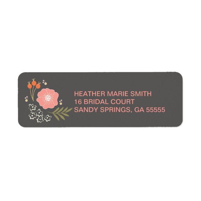 Rustic Floral Wedding Return Address Label (Front)