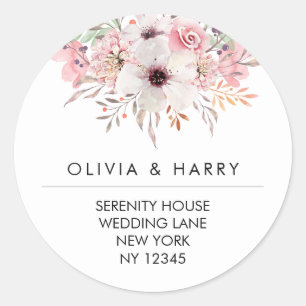 Rustic Floral Wedding Return Address Stickers