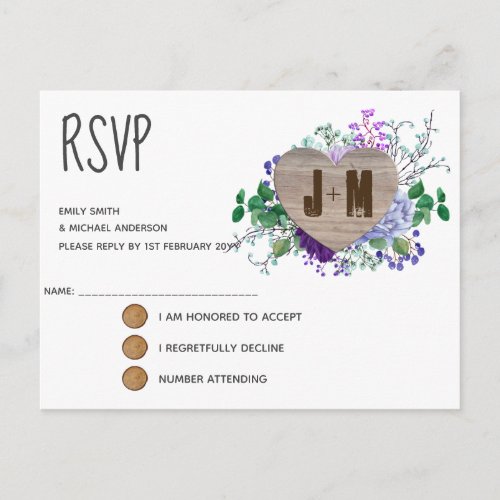 Rustic Floral Wedding RSVP Card