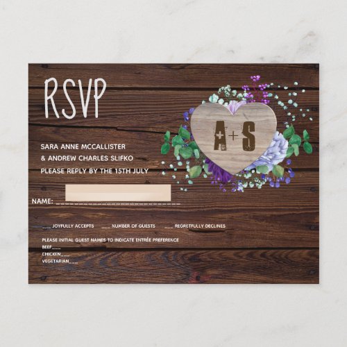 Rustic Floral Wedding RSVP Card Sv