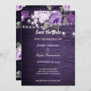 Rustic floral wedding save the date invitation