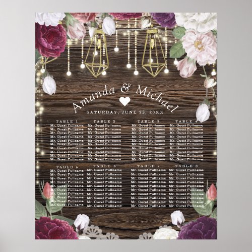 Rustic Floral Wedding Seating Chart