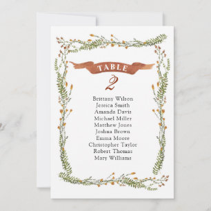 Rustic floral wedding seating chart. Country plan Invitation