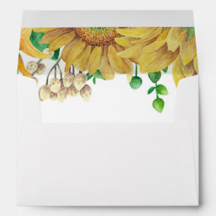 Rustic floral wedding. Sunflowers. Country flowers Envelope