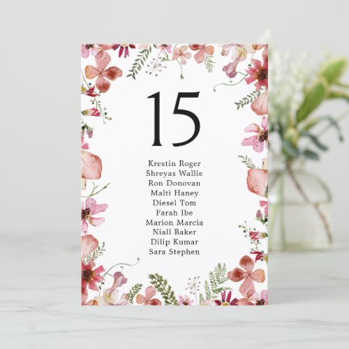 Rustic Floral Wedding Table Seating Chart