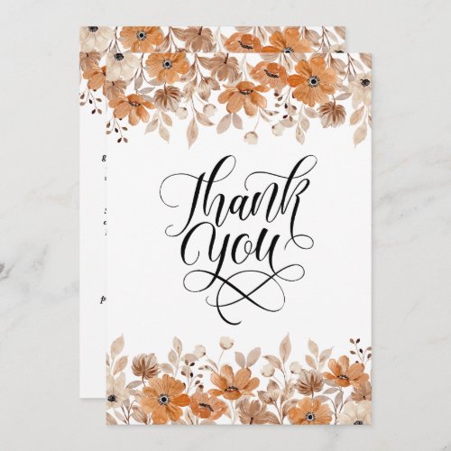 Rustic Floral Wedding Thank You Card