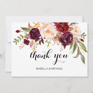 Rustic Floral Wedding Thank You/Double-Sided-01 Thank You Card