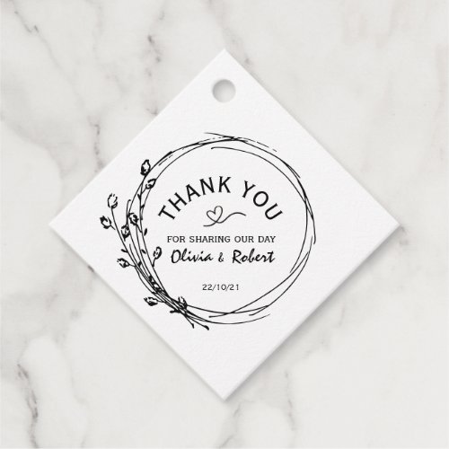 Rustic Floral Wedding Thank You Favor Tags