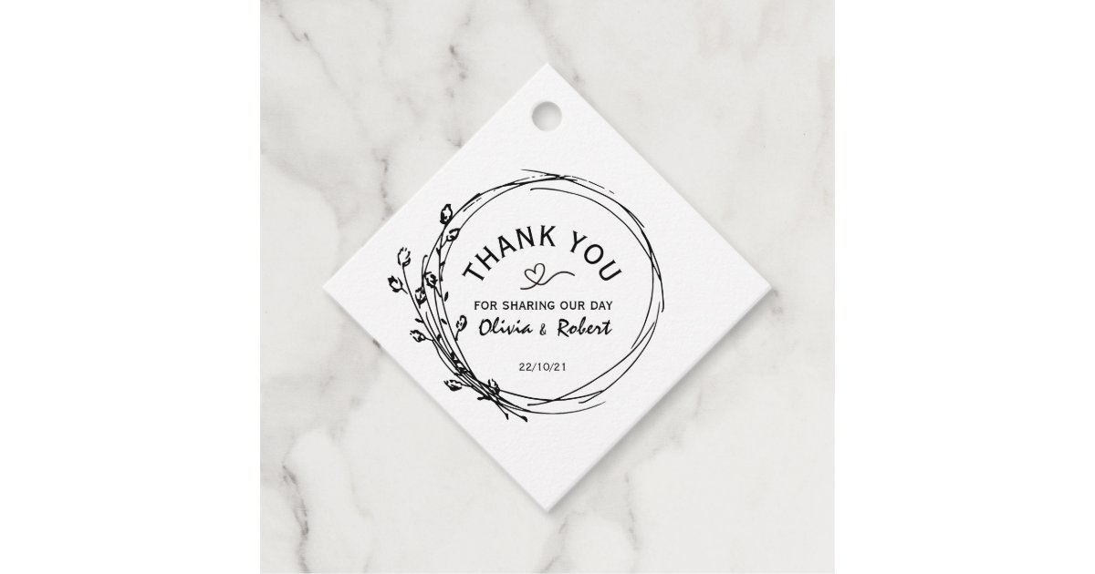 Rustic Floral Wedding Thank You Favor Tags | Zazzle