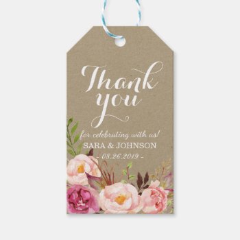 Rustic Floral Wedding Thank You Gift Gift Tags by Precious_Presents at Zazzle
