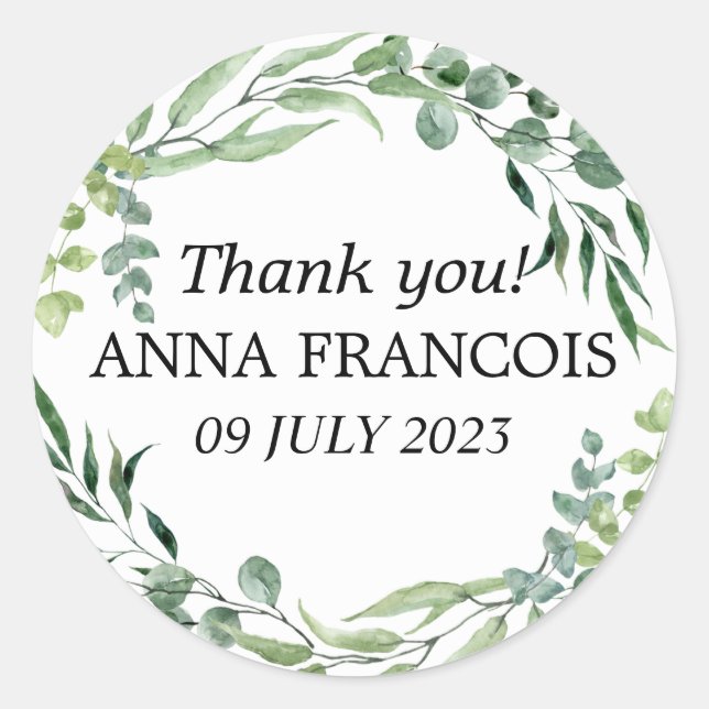 Rustic floral wedding Thank you sticker (Front)