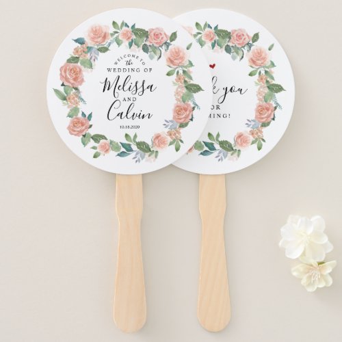 Rustic Floral Wedding Welcome Hand Fan