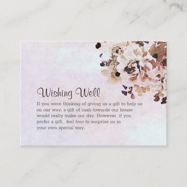 Rustic Floral Wedding Wishing Well Enclosure Card (Front)