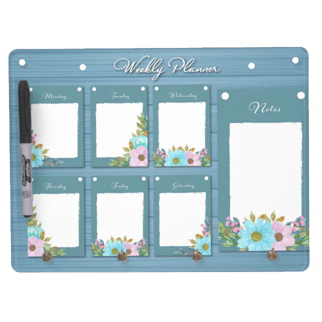 Rustic Floral Weekly Planner Dry Erase Board | Zazzle