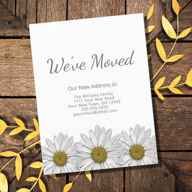 Rustic Floral White Daisies Modern Moving Announcement Postcard (Creator Uploaded)