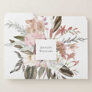 Rustic Floral Wildflowers with Name or Text File Folder
