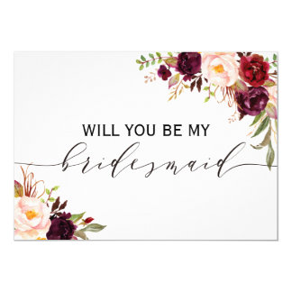 Rustic Floral Will you be my bridesmaid | 2 sided Card