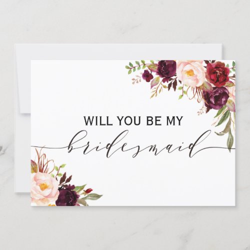 Rustic Floral Will you be my bridesmaid  2 sided Invitation