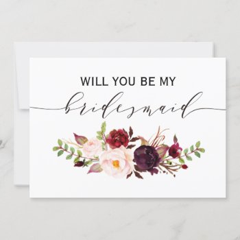Rustic Floral Will You Be My Bridesmaid | 2side-2 Invitation by Precious_Presents at Zazzle