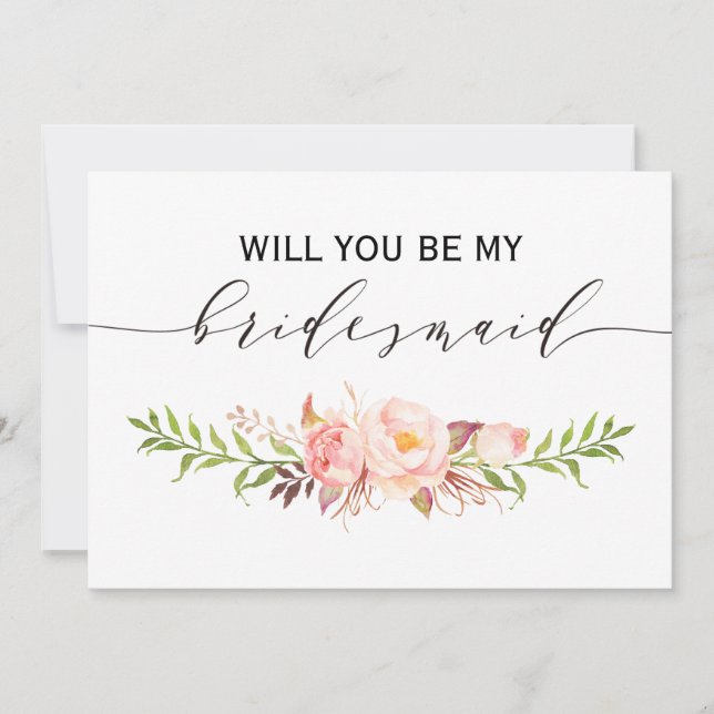 Rustic Floral Will you be my bridesmaid | 2side-3 Invitation (Front)