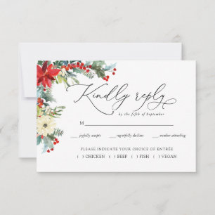 Rustic Floral   Winter Botanical Wedding RSVP Card