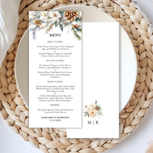Rustic Floral Winter Wedding Menu (Creator Uploaded)