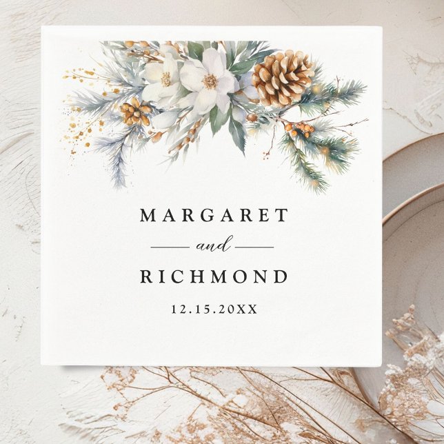 Rustic Floral Winter Wedding Paper Napkins (Creator Uploaded)