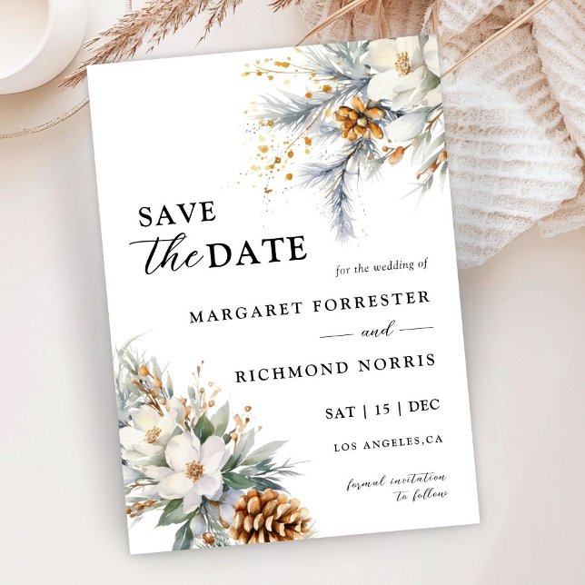 Rustic Floral Winter Wedding Save The Date Invitation (Creator Uploaded)