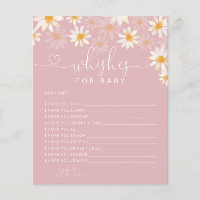 Rustic Floral Wishes for Baby Advice Card (Front)