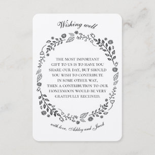 Rustic floral wishing well. Country wedding. Kraft Enclosure Card